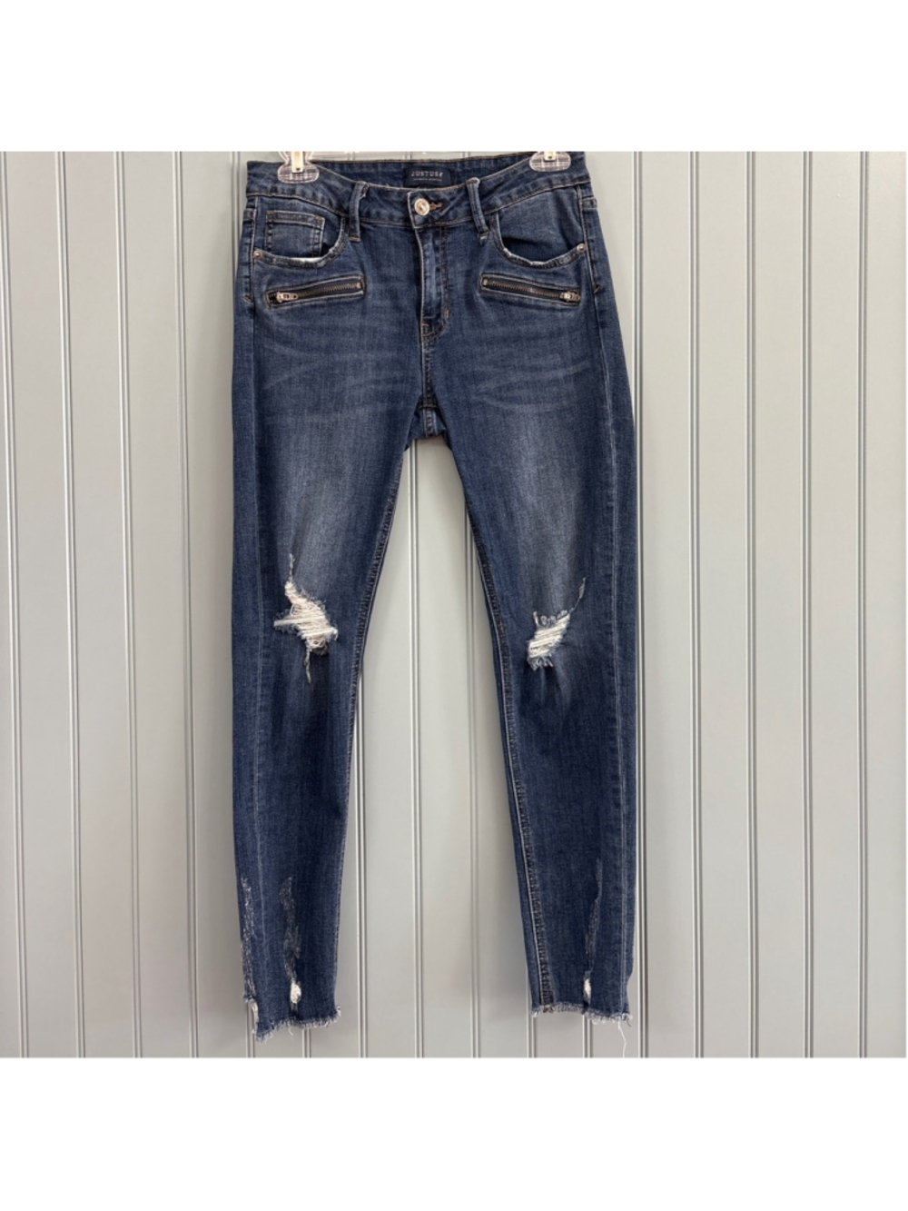 JUSTUSA Blue Distressed Skinny Jeans Size 27